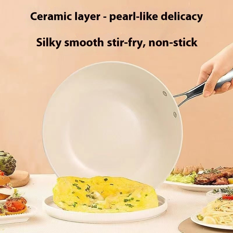 Household Portable Pebble Ceramic Stir Fry Non Stick Pan
