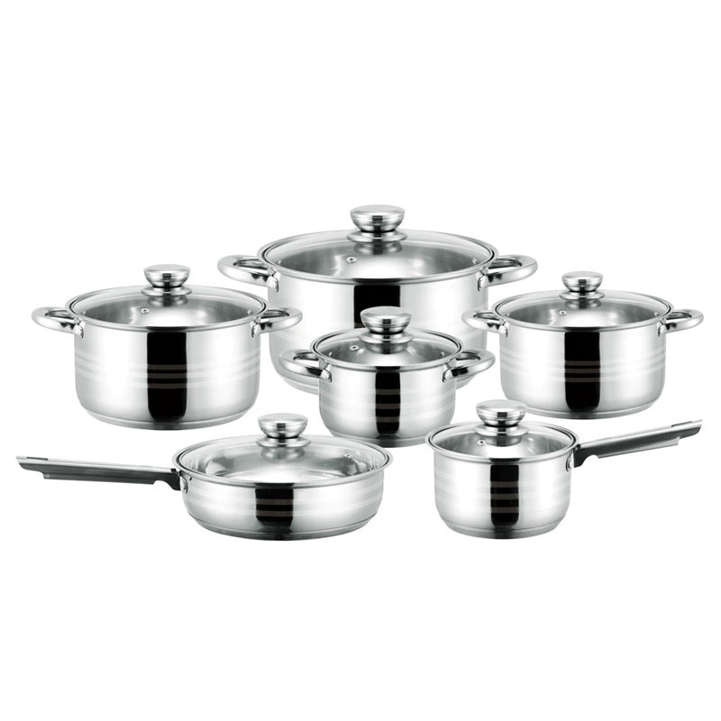 Gold Handle 12PCs Suit Seven-layer Double Bottom Set Pot