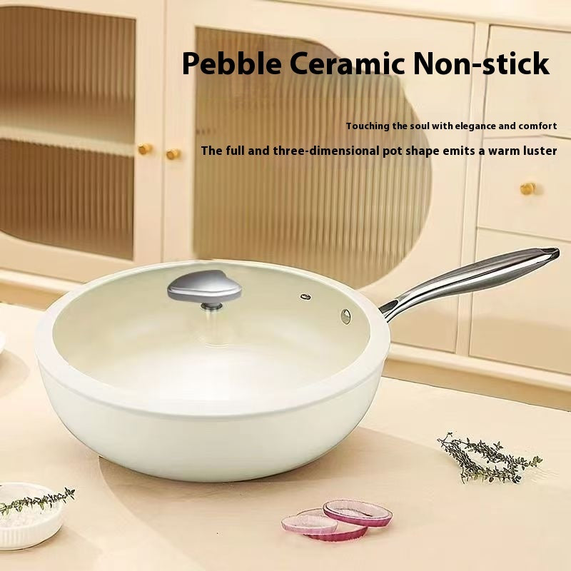 Household Portable Pebble Ceramic Stir Fry Non Stick Pan